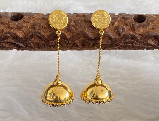 Gold tone kerala style coin long jhumkka dj-54372
