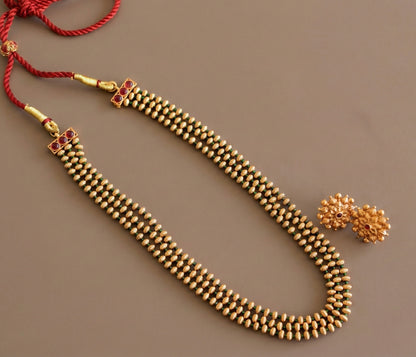 Antique gold tone green beaded multilayer necklace set dj-52699