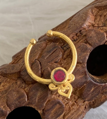 Gold tone kemp stone nose pin/bulakku dj-53782