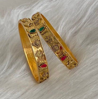 Antique gold tone shiva nama shankuchakra bangles(2.4) Dj-54846