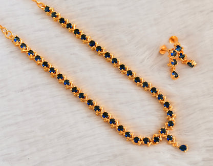 Gold tone AD blue necklace set dj-53307