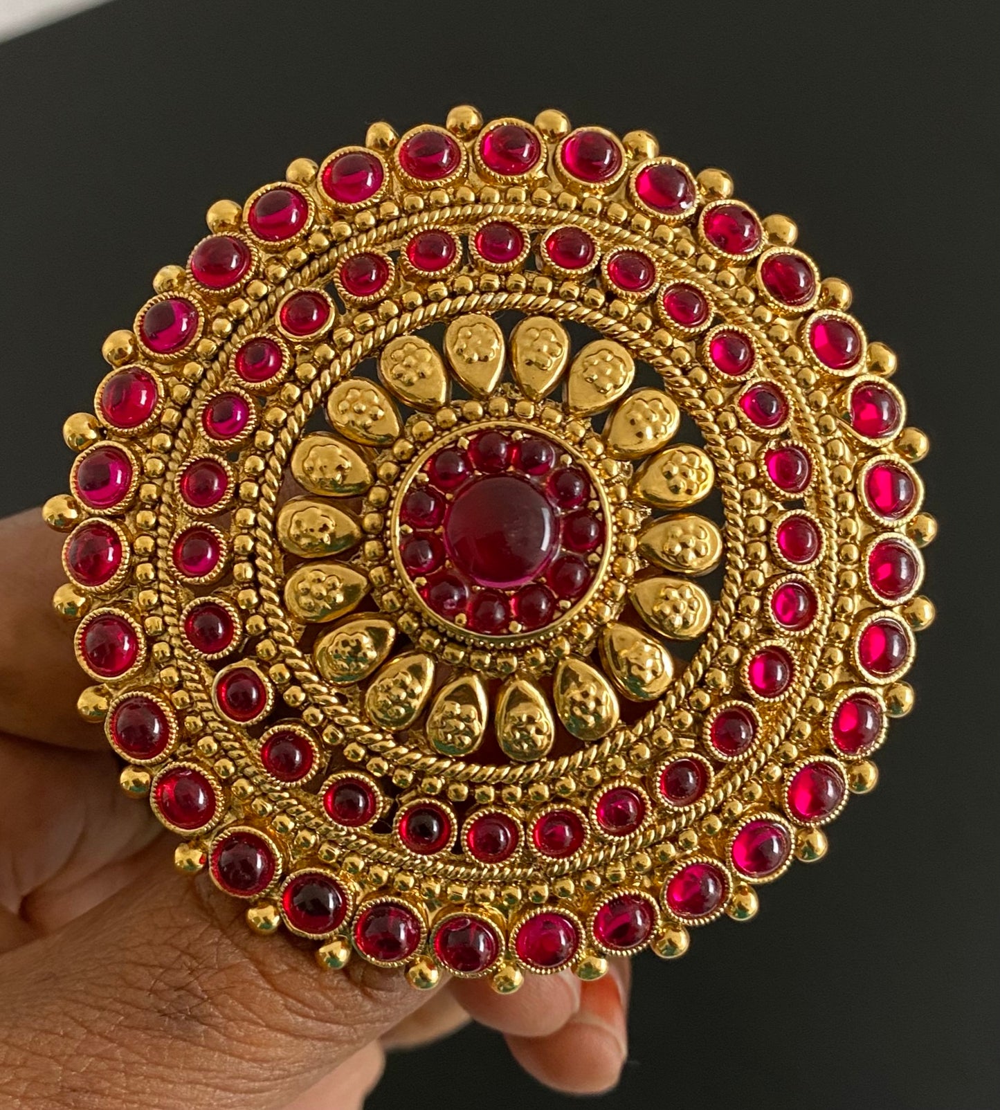Antique gold tone kemp round hair jewel(rakodi)dj-53612