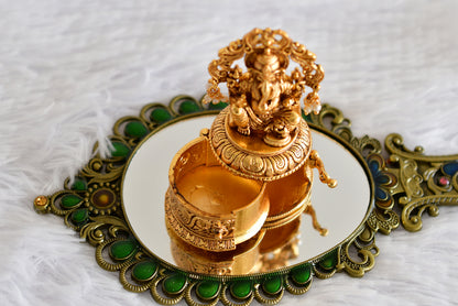 Antique gold tone Shri Ganesha kumkum box dj-52326