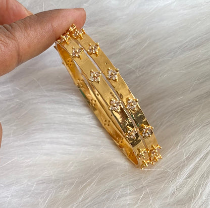 Gold tone white stone bangles (2.6) dj-54199