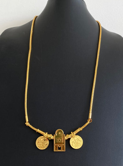 Gold tone 24 inches chain shiva-lakshmi coin mangalyam dj-54555