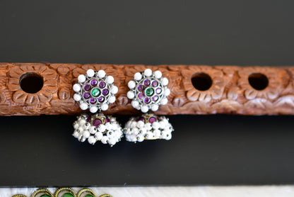 Black finish precious kemp-green pearl jhumkka dj-52521