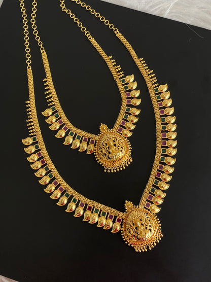 Gold tone pink-green lakshmi mango combo set dj-54278