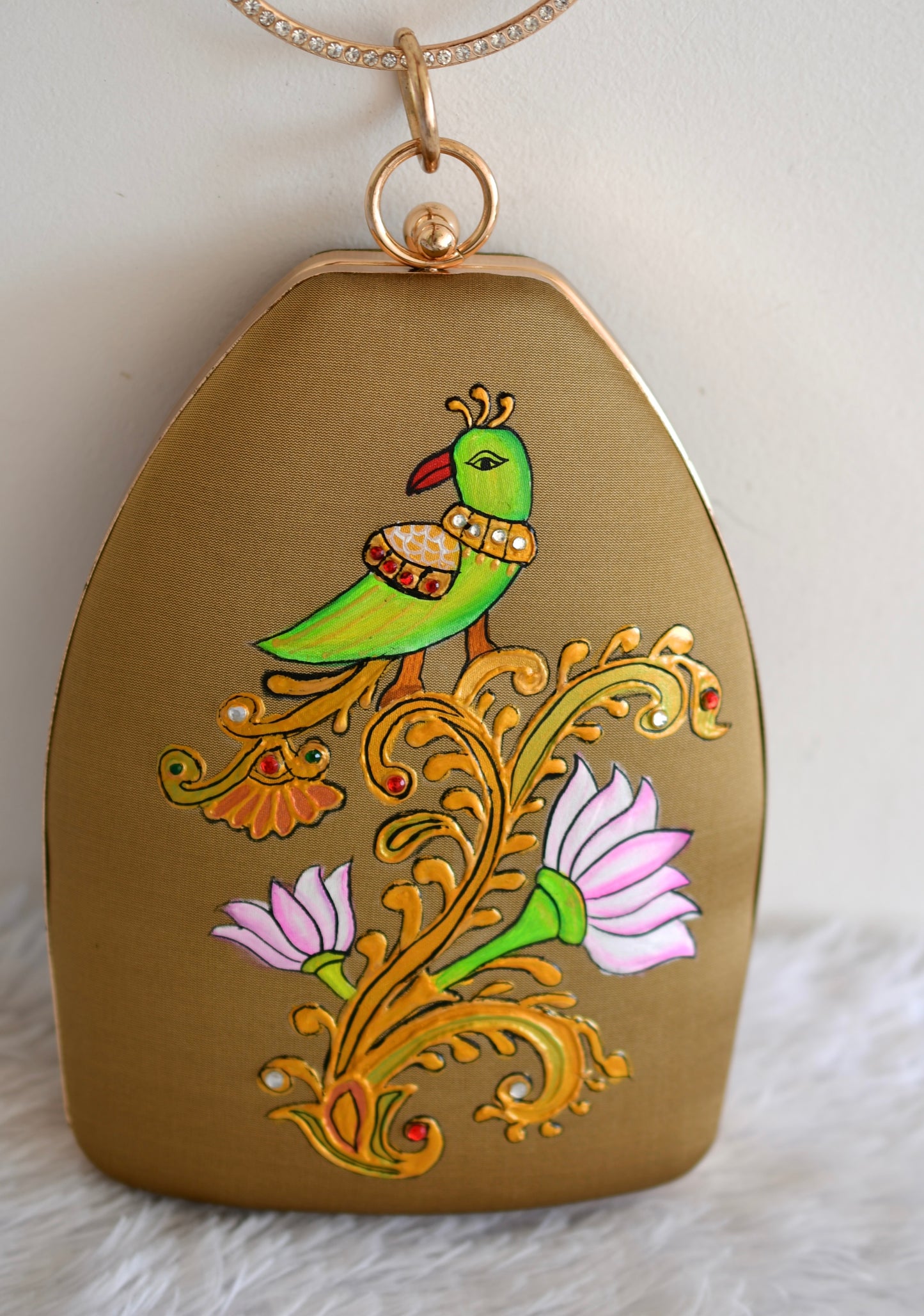 Tanjore painted silk clutch dj-52648