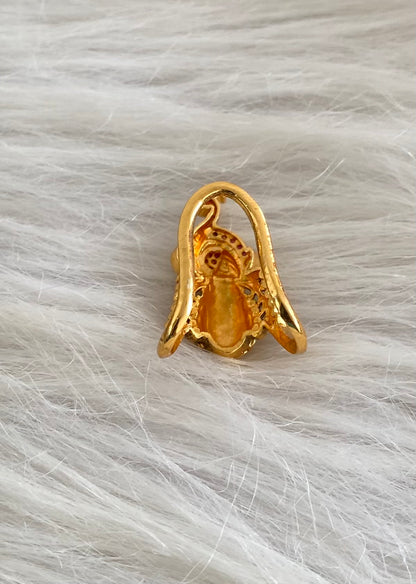 Matte finish pink stone peacock vanki style finger ring dj-55032