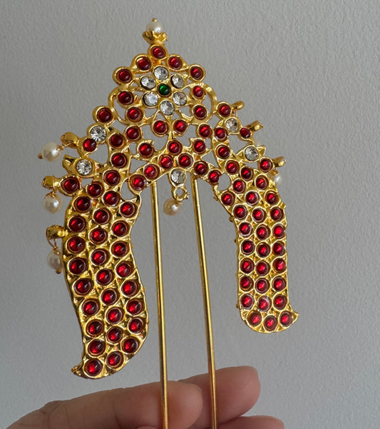 Gold tone kemp-green vanki style hair jewel/pin dj-51045