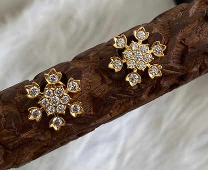 Gold tone AD white stone flower stud/earrings dj-53871