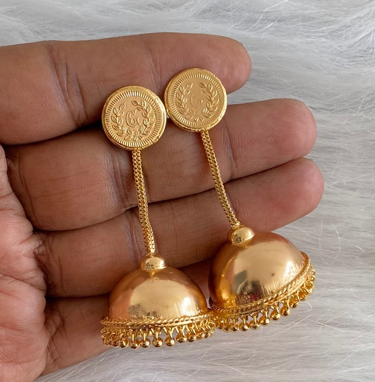 Gold Tone Kerala style long jhumkka dj-53922