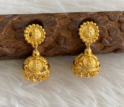 Gold tone lakshmi coin jhumkka dj-53154
