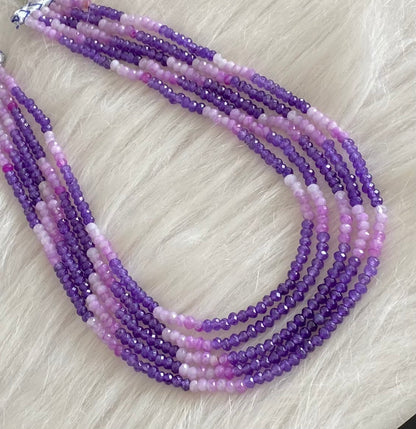 Purple colour agates beaded layered necklace dj-54960