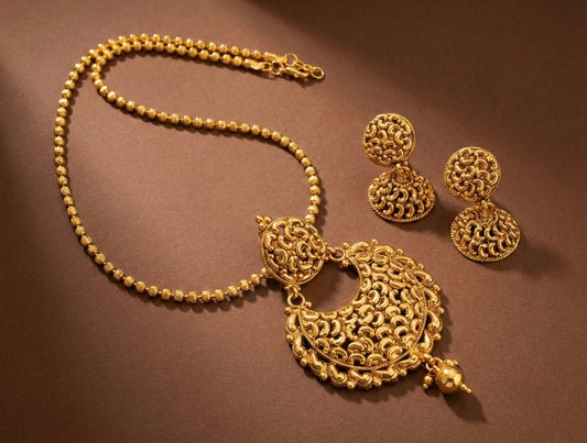 Antique gold tone Bali Necklace Set DJ29368