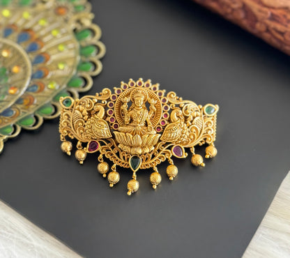 Antique gold tone kemp-green lakshmi peacock hair clip dj-51347