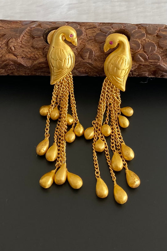 Matte finish peacock earrings dj-52933