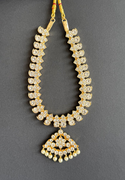 Gold tone precious kemp-green-white reversible mango necklace dj-51473