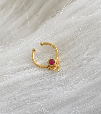 Gold tone kemp stone nose pin/bulakku dj-53782