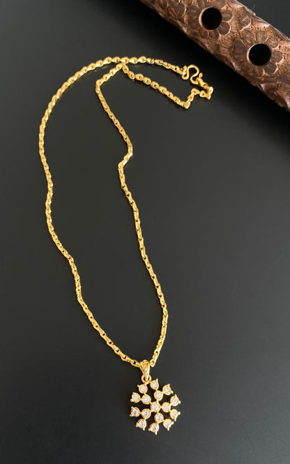 Gold tone 18 inches chain with white stone pendant dj-53862