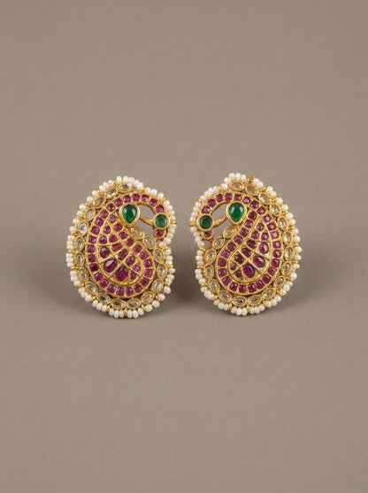 Matte finish kemp-green mango peacock stud/earrings dj-32617