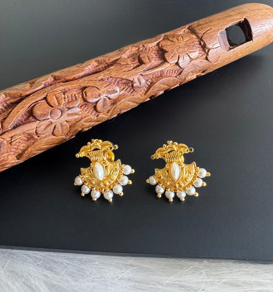 Gold tone pearl beaded stud/earrings dj-51258