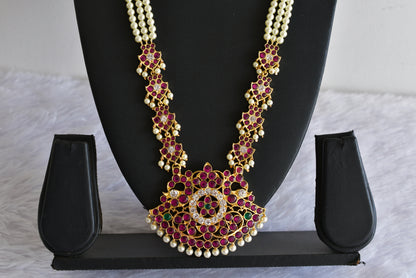 Gold tone precious kemp-green-white pearl peacock haar dj-52263