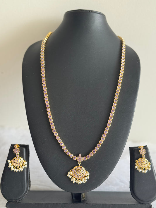 Gold tone purple South Indian style haar set dj-51677