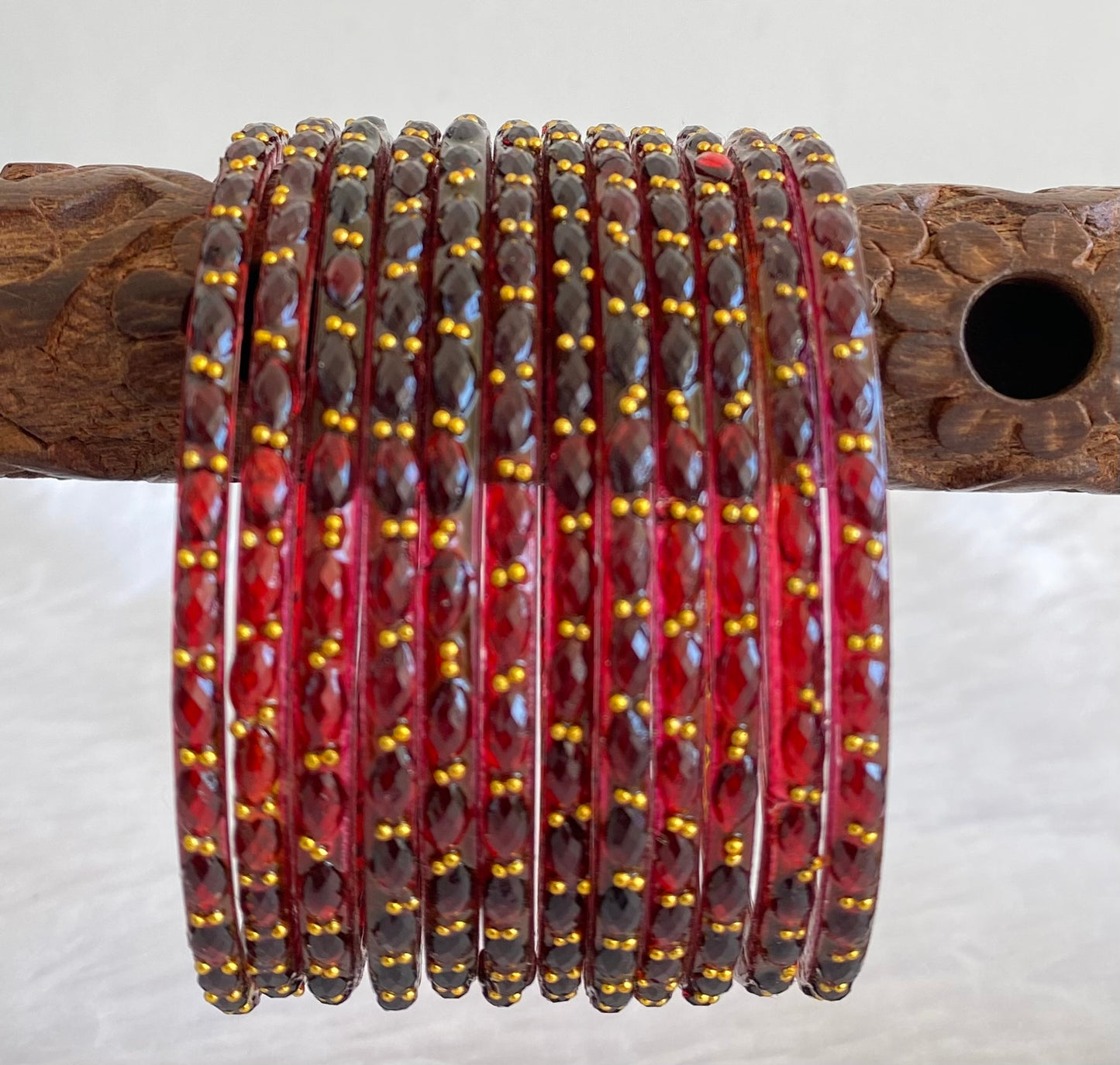 Set of 12 maroon glass bangles(2.8) dj-52794