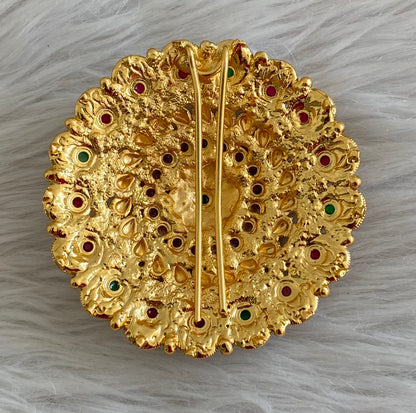 Antique gold tone kemp-green round hair jewel (rakodi) dj-53629