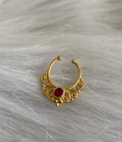 Gold tone kemp stone nose pin/bulakku dj-53784