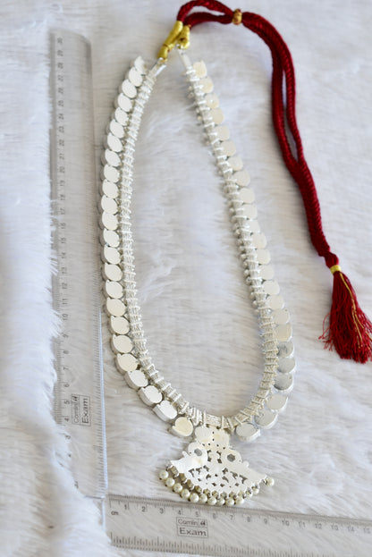 Silver tone precious kemp-green white pearl mango peacock haar Dj-52529