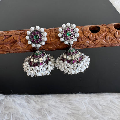 Black finish precious kemp-green pearl jhumkka dj-52522