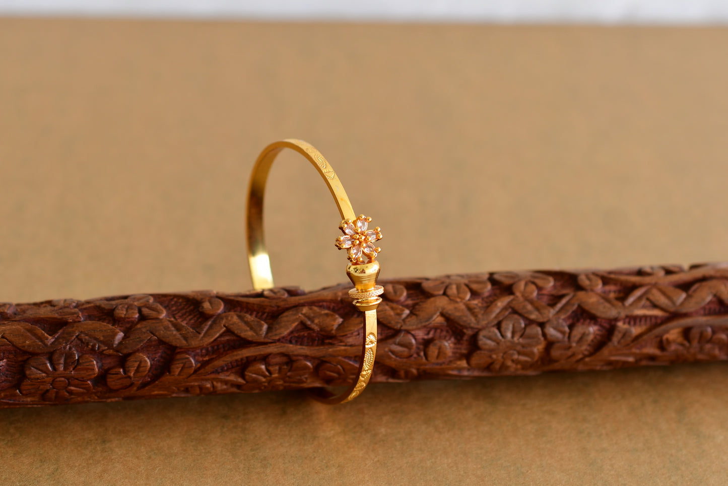 Gold tone flower openable kada/bangle(2.4) Dj-51665