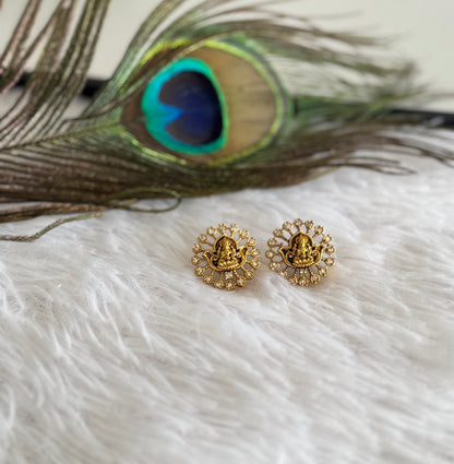 Matte finish white lakshmi round stud/earrings dj-51579