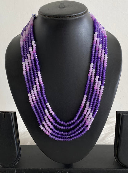 Purple colour agates beaded layered necklace dj-54960