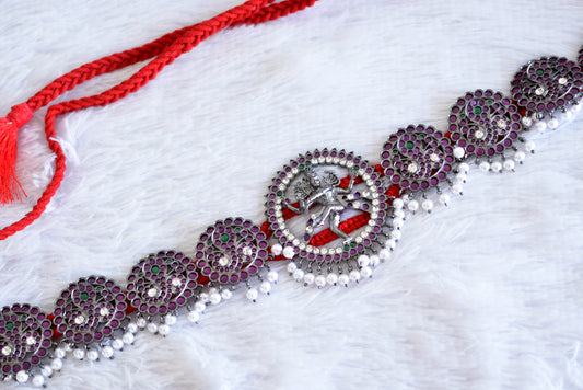 Black finish precious kemp-green pearl Shri Natarajar Nagar waist band dj-52543