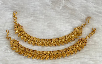 Antique gold tone peacock mango ear side chain dj-54048