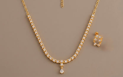 Gold tone AD white necklace set dj-53302
