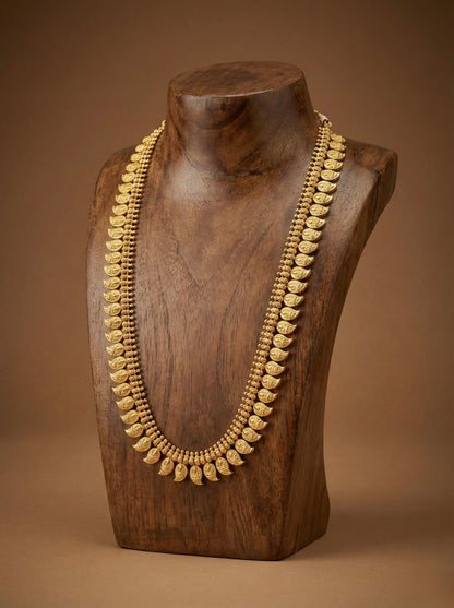 Matte gold finish kerala style lakshmi-mango haar dj-51630
