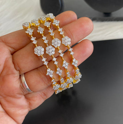Two tone cz white stone set of 4 bangles(2.4) dj-54833