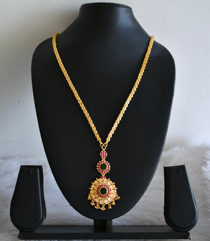Gold tone 24 inches chain with green kerala style pendant dj-52632