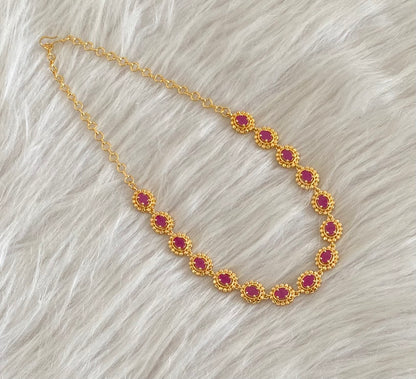 Gold tone pink stone necklace dj-54919