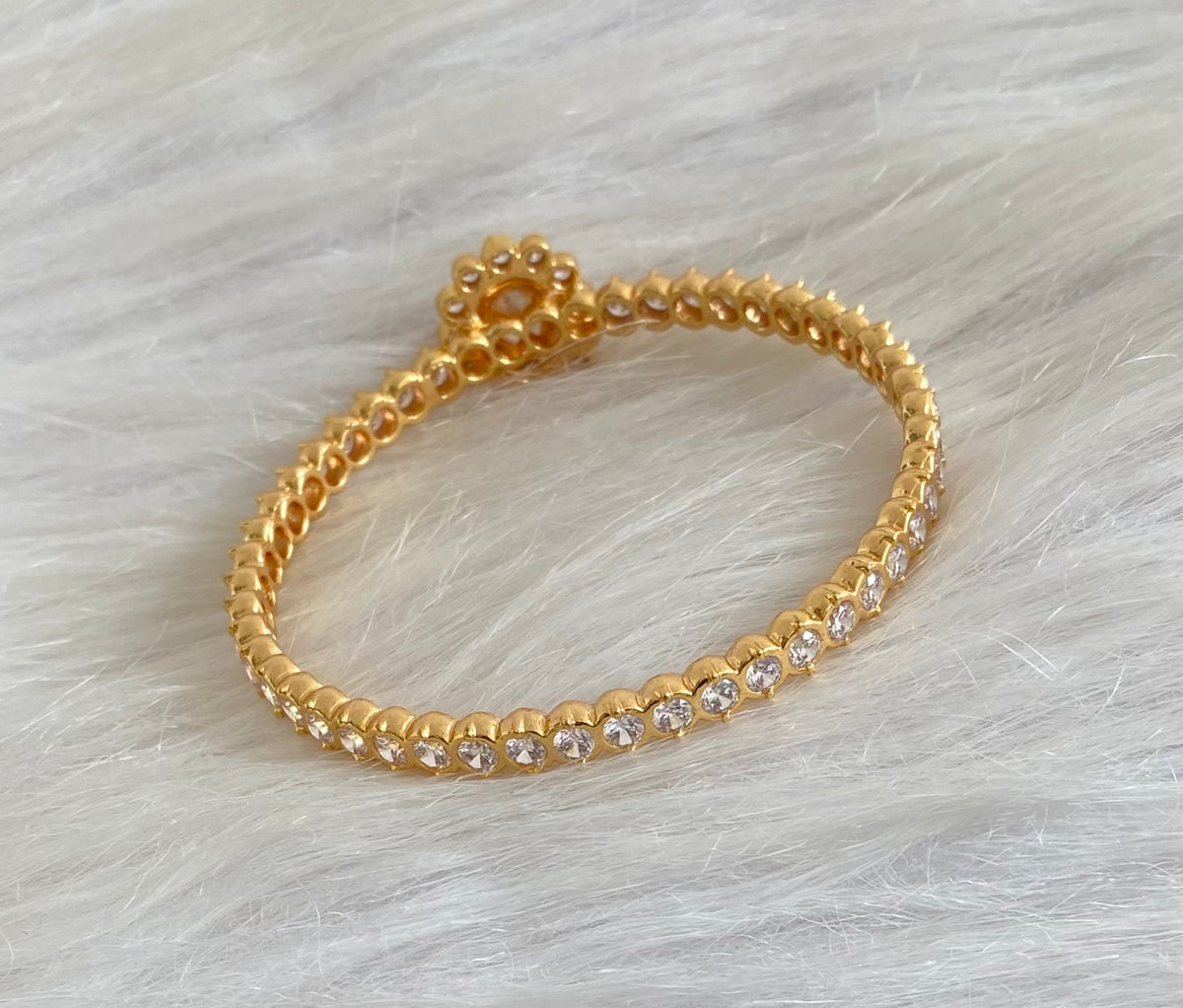 Gold tone AD white stone diamond look alike bangle/kada(2.10) Dj-54877