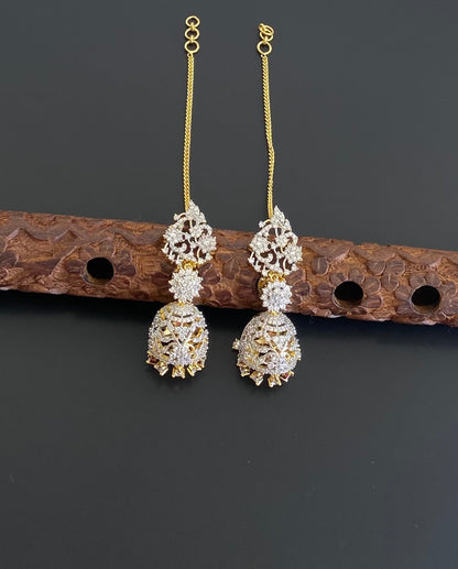 Two tone jhumkka with ear side chain dj-54660