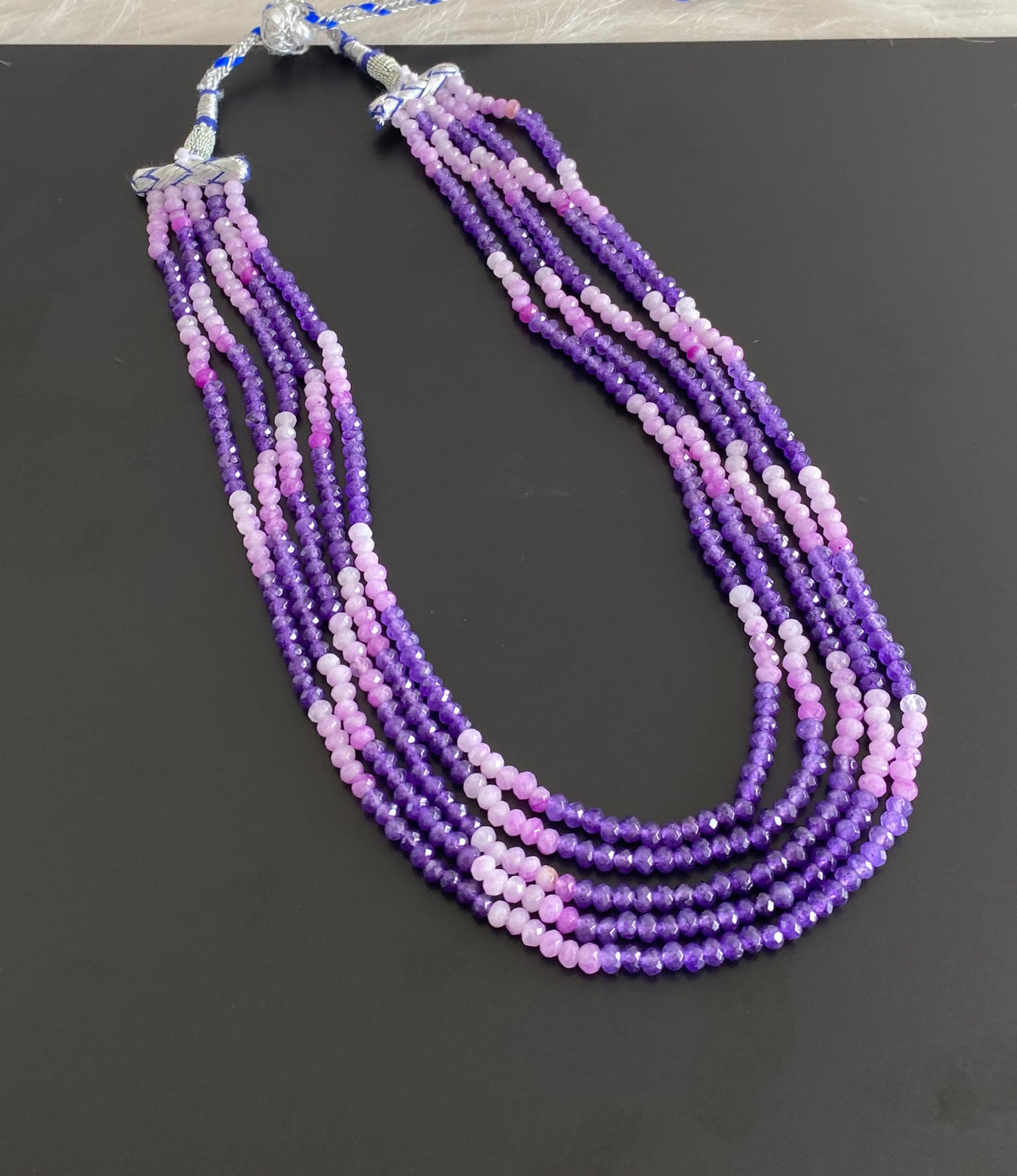 Purple colour agates beaded layered necklace dj-54960
