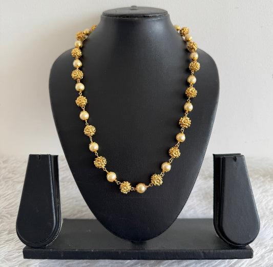 Matte finish pearl nakshi beaded necklace dj-52085