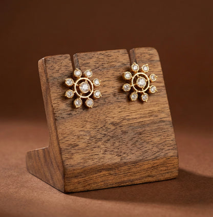 Gold tone AD white stone stud/earrings dj-52781