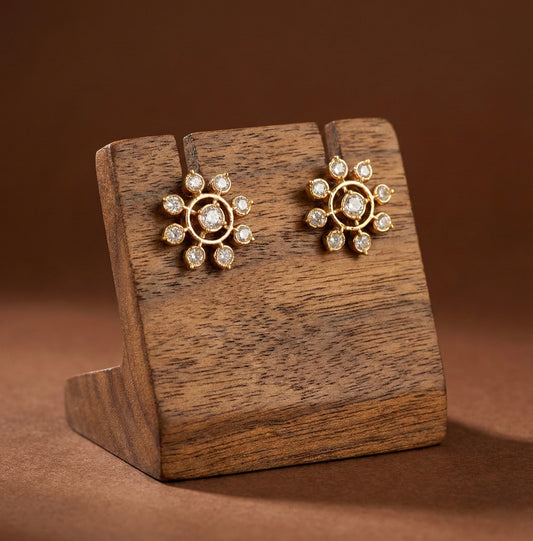 Gold tone AD white stone stud/earrings dj-52781