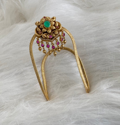 Antique gold tone kemp-green-white stone peacock vanki/bajuband dj-54482